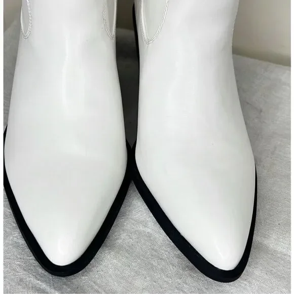 Forever 21 Remmington White Pointed-Toe Western Ankle Boots Size 6 New - Picture 3 of 8